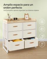 Cómoda infantil con 6 cajones, resistente al agua, ideal para dormitorio, entrada y salón, color beige o gris - details 3