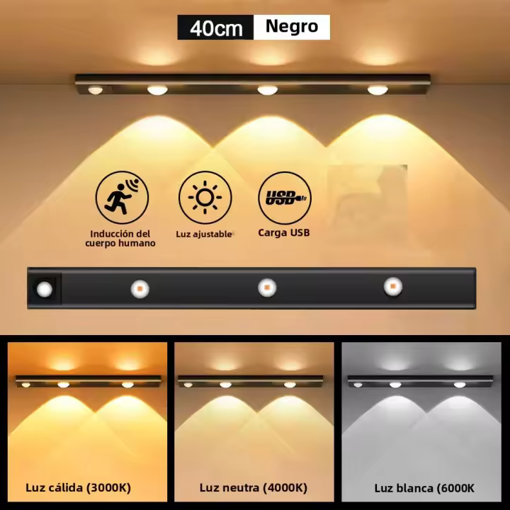 Luz Nocturna LED Con Sensor De Movimiento Inalámbrica Ultra Delgada Para Cocina Armario Dormitorio Iluminación Interior USB Para Refrigerador De Vino - 1