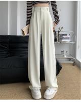 Pantalones Anchos De Pierna Para Mujer Cintura Alta Elegante Minimalista Primavera Verano Con Botones Y Bolsillos Talla Suelta - details 12