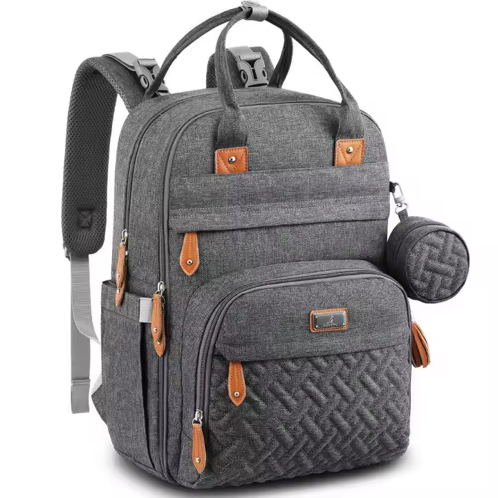 Bolsa de pañales Mochila-Bolsa de pañales impermeable multimorción, Travel Essentials Baby Tote with cambiador, Correas de cochecito y Funda de Chupete-Unisex, Dark Gris - 1