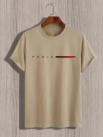 Camiseta De Algodón 100% Para Hombre Estilo Casual Veraniego Con Impresión De Letras Creativas Camiseta De Cuello Redondo Ajustada Con Mangas Cortas Para Todo El Año - details 5
