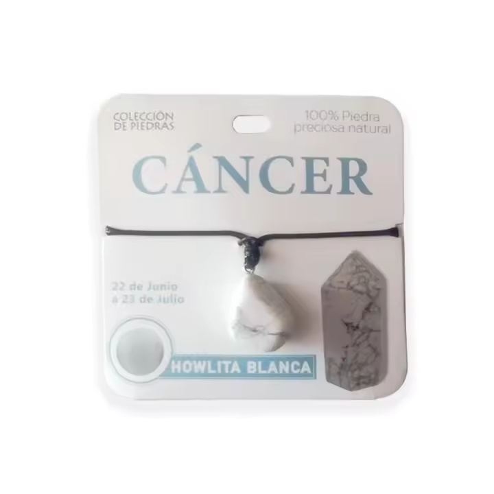 Mind Souls Zodíaco CÁNCER - Colgante, Pulsera o Llavero piedra Howlita Blanca - 1