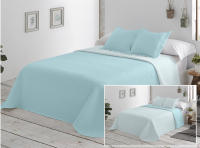 Colcha Doble Cara 5 Colores - Gris Nube, Blanco Nieve, Turquesa, Beige Arena y Azul Cielo | Tallas Exactas 90, 105, 135 y 150 cm | Incluye 1-2 Fundas de Almohada Reversibles | Tejido Poliéster Ultra Suave Antipilling y Secado Rápido - details 4