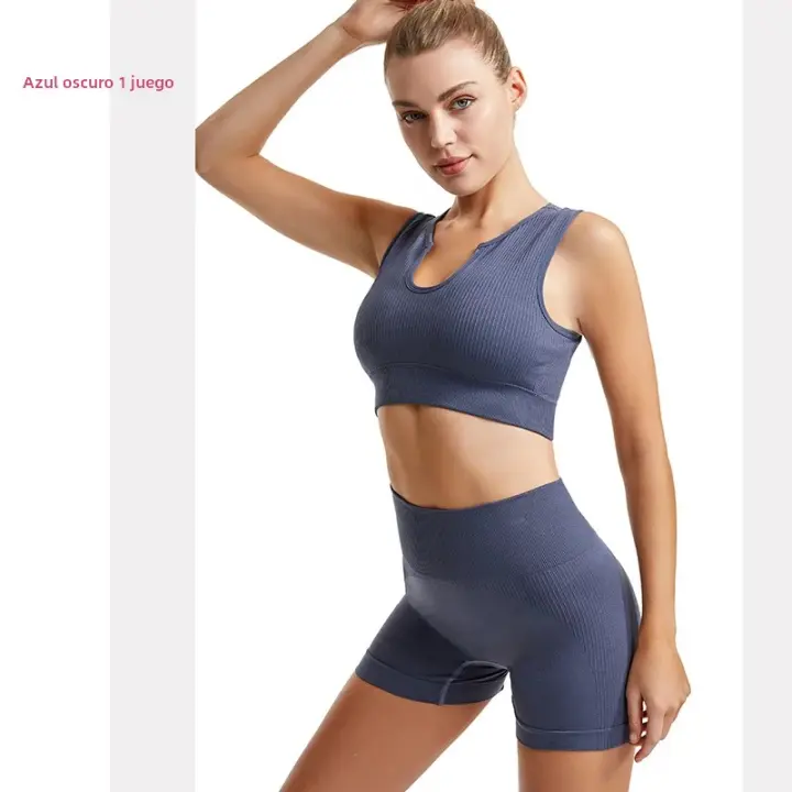 Conjunto De Yoga Para Mujer 2 En 1 Shorts Y Chaleco Deportivo Transpirable Y Sin Costuras Cómodo Para Correr Y Fitness - 1