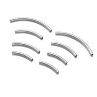 10pcs Tubos De Macarón Curvado De Acero Inoxidable Con Agujero De 2.8mm Tono Plateado Para Fabricación De Joyas Pulseras Collares Sin Desvanecimiento - details 0