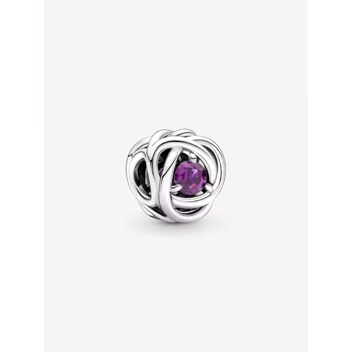 Pandora - Charm Círculo de Eternidad Morado de Febrero - Plata de Ley - 1