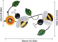 Metal abeja girasol adornos, colgante de pared mariquita arte artesanía ornamento, estilo pastoral escultura colgante para el hogar jardín decoración abeja decoración regalo - details 0