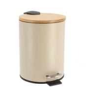 Cubo de basura Metal Con Tapa Bambú Caída Amortiguada 3 L, Papelera con pedal pequeño para Baño - Tendance - details 6