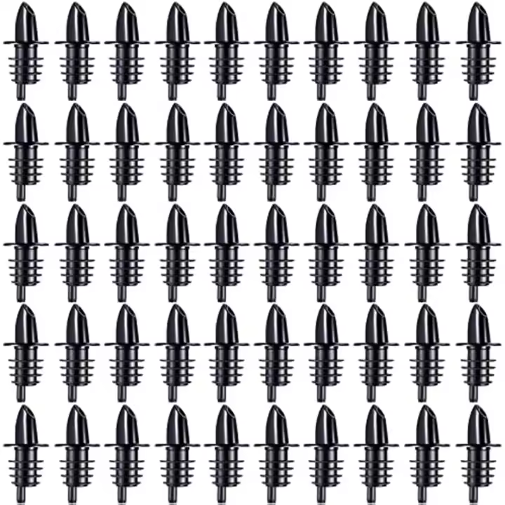 100 Packs Tapones De Derrame Para Botellas De Licor Plásticos Negros Desechables Para Bares Clubes Pubs Restaurantes Tiendas De Café - 1