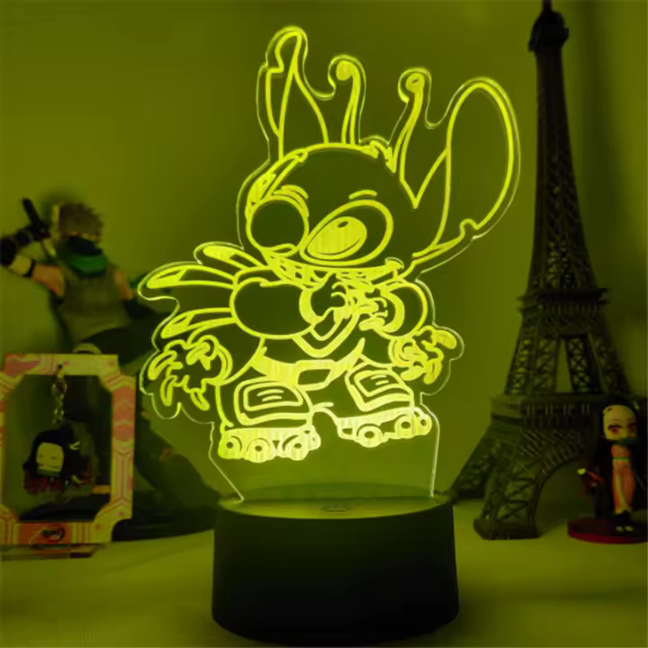 Lámpara De Noche LED Anime Stitch 3D Iluminador De Dibujos Animados Para Decoración De Habitación Regalo De Cumpleaños - 1