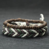 Set De 2 Pulseras Para Hombre Hechas a Mano Con Madera Volcánica Y Piedra Ojo De Tigre Pulsera De Cuerda Macramé Pulsera De Charms Moda Étnica - details 1