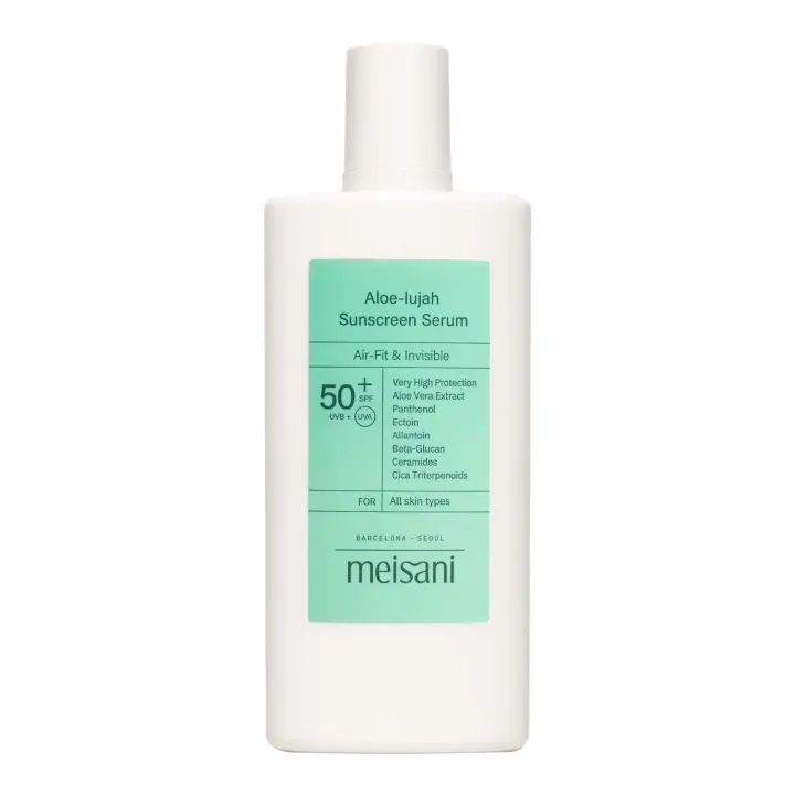 Meisani - ALOE-LUJAH SUNSCREEN SERUM SPF50+ - Protector solar en formato sérum y muy alta protección con una textura muy ligera y formulado con ingredientes hidratantes y calmantes. - 50ml - Todo tipo de piel, incluso pieles sensibles. - 1