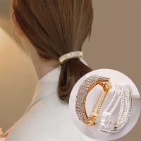 Haimeikang Clip Para El Cabello De Moda Para Mujer Con Rhinestone Metálico Y Perlas Accesorios Para El Cabello Barretta Para Cola De Caballo - details 3