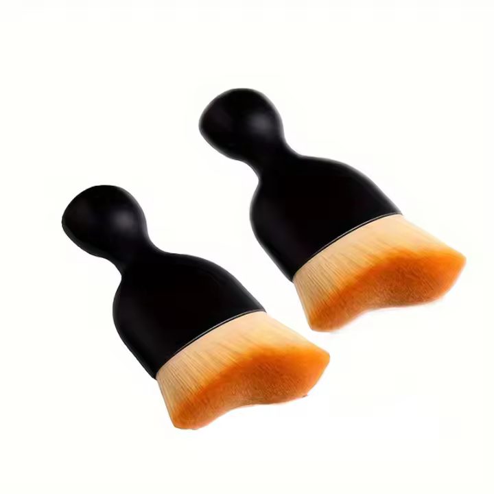 2Pcs Cepillo De Maquillaje Multifuncional Tipo Vaso De Vino Cepillo De Curva Ondulada Para Eliminar Polvo Y Limpieza Herramientas De Belleza - 1