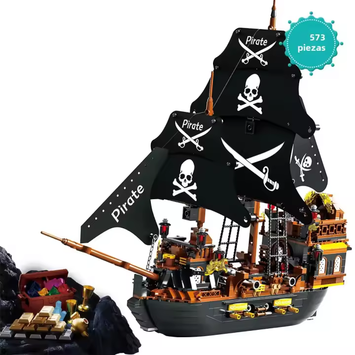 Bloques De Construcción Pirata Con Perla Negra Grande Castillo Real Guías De Batalla Juguetes Para Niños Y Niñas Regalos - 1