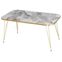 CASA basics Mesa de Centro Rectangular 90x50 cm en Mármol Blanco o Negro con Patas Doradas – Diseño Retro y Elegante - details 1