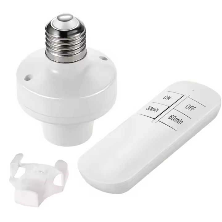 Lámpara de control remoto inalámbrico con base E27, Kit de interruptor inalámbrico con temporizador de encendido/apagado, portalámparas LED, ventilador, incandescente (RF only) - 1