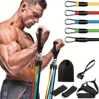 Set De 11 Bandas De Resistencia TPE Con Anclaje De Puerta Manijas Bolsa De Transporte Y Tirantes Para Piernas Y Tobillos Para Ejercicios De Fortalecimiento Muscular Unisex - details 3