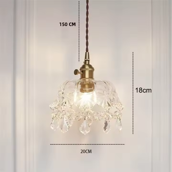 Lámpara Colgante De Cristal Retro Francés En Metal Para Dormitorio Y Pasillo Luces De Pasillo Y Aisles Lámpara De Noche De Lujo Con Cristal Brilloso - 1