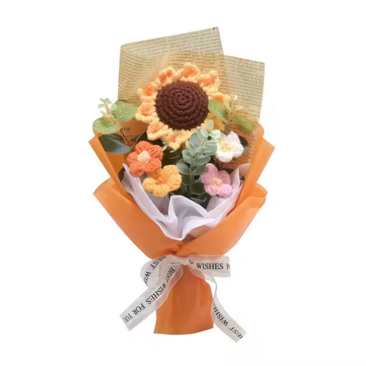 Regalo De Cumpleaños Para Mujer: Bouquet De Flores De Algodón Cashmere Con Girasoles Margaritas Rosas Para Aniversario Boda Fiesta De Enlace Regalo Para Madre - 1