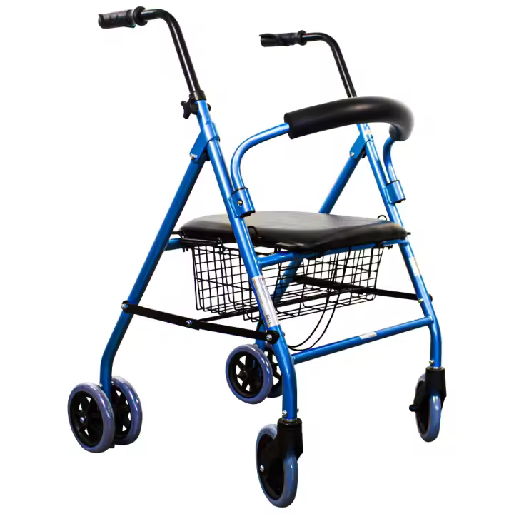 Andador Plegable Clinicalfy Paterna Asiento y Respaldo Incluye cesta Aluminio Ortopédico para Adultos con Frenos - 1