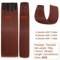 Extensiones De Cabello Sintético Recto BENEHAIR 180g 12PCS 22" Para Mujer Resistente Al Calor Pieza Completa Extensiones De Cabello Con Clip - details 16