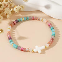 Pulsera Bohemia Para Mujer Con Concha Corazón De Melocotón Y Piedra Natural Ajustable Regalo Diario Estilo Bohemio - details 5