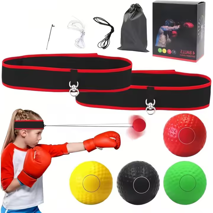 Pelota de reflejo de boxeo, pelota de reacción de boxeo con diadema ajustable, pelota de ocio para entrenamiento de velocidad de boxeo con coordinación ojo-mano montada en la cabeza, adecuada para adolescentes y adultos - 1