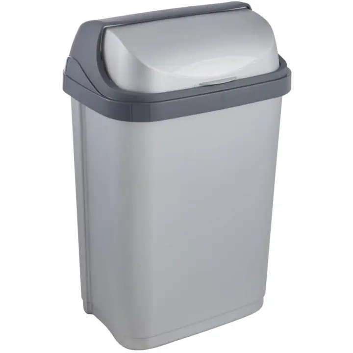 Cubo de Basura con Tapa Deslizante, 10 l, Rasmus, Plateado KEEEPER - 1
