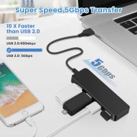 USB 3,0 Multi USB 4 Puertos 3,0 5 Gbps Adaptador de concentrador de datos portátil con cable de 30 mm Compatible con Macbook/Mac Pro/Mini/iMac/Surface Pro/XPS/Notebook PC, plug and Play - details 0