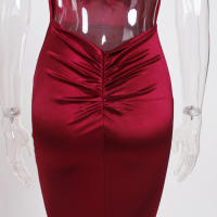 Vestido De Seda Elástico Con Cuello En V Y Espalda Descubierta Para Fiesta De Noche Boda Y Compromiso Vestido De Noche De Mujer Longitud Del Piso Estilo Mermaid Sin Mangas - details 13