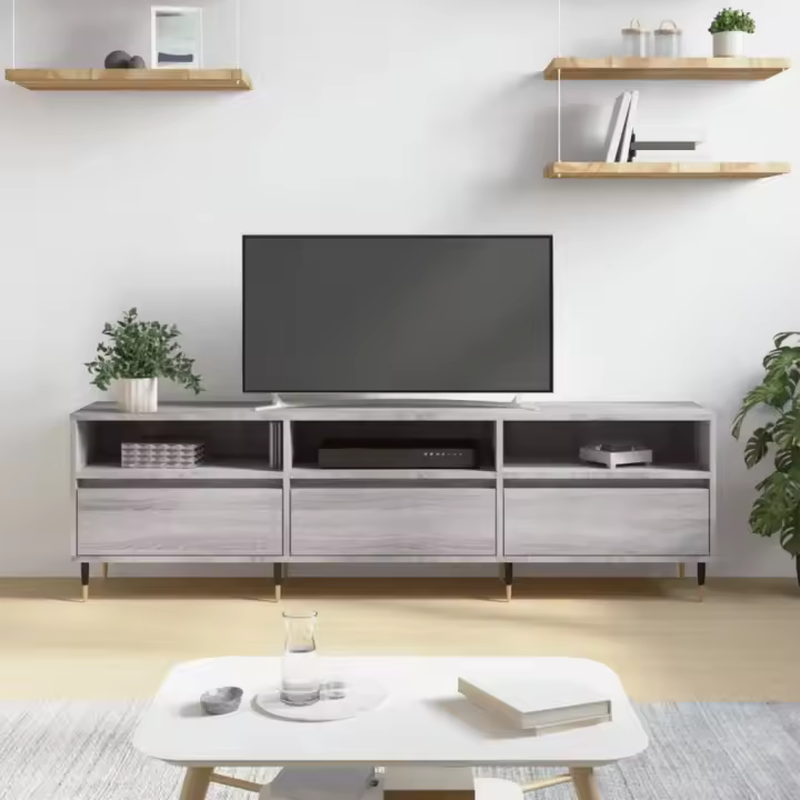 vidaXL Mueble para TV madera contrachapada gris Sonoma 150x30x44,5 cm - 1