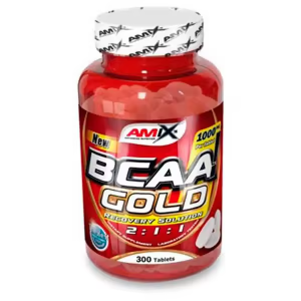 AMIX - BCAA Gold 2:1:1 - 300 tabls. - Aminoácidos esenciales para la construcción muscular - 300 tabletas de BCAA - Ratio 2:1:1 para máximo rendimiento. - 1