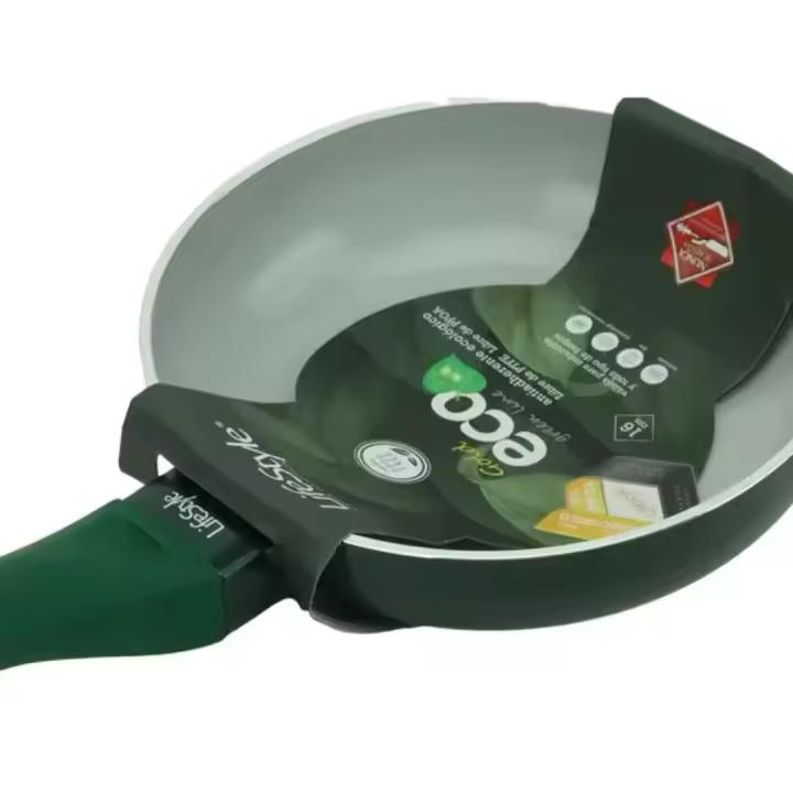 Lifestyle Sarten aluminio antiadherente cerámico 20cm/24cm/28cm | Gold eco green, respeto con el medioambiente | Antiadherente cerámico | Válida para inducción y todo tipo de fuegos | Libre de PFOA y PTFE | Mango tacto silicona - 1