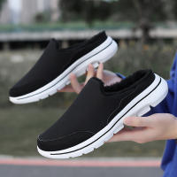 Zapatillas Casuales De Algodón Para Hombre Invierno Cómodas Y Cálidas Zapatillas De Casa Con Piel Media Botas De Nieve Suela EVA Zapatos Planos Suaves Talla Verdadera Para Adultos - details 1