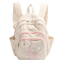 Mochila De Corduroy Estilo Y2K Para Estudiantes Moda Mochila Para Portátil Casual Con Varios Bolsillos Para Vacaciones Para Adolescentes Y Mujeres - details 3