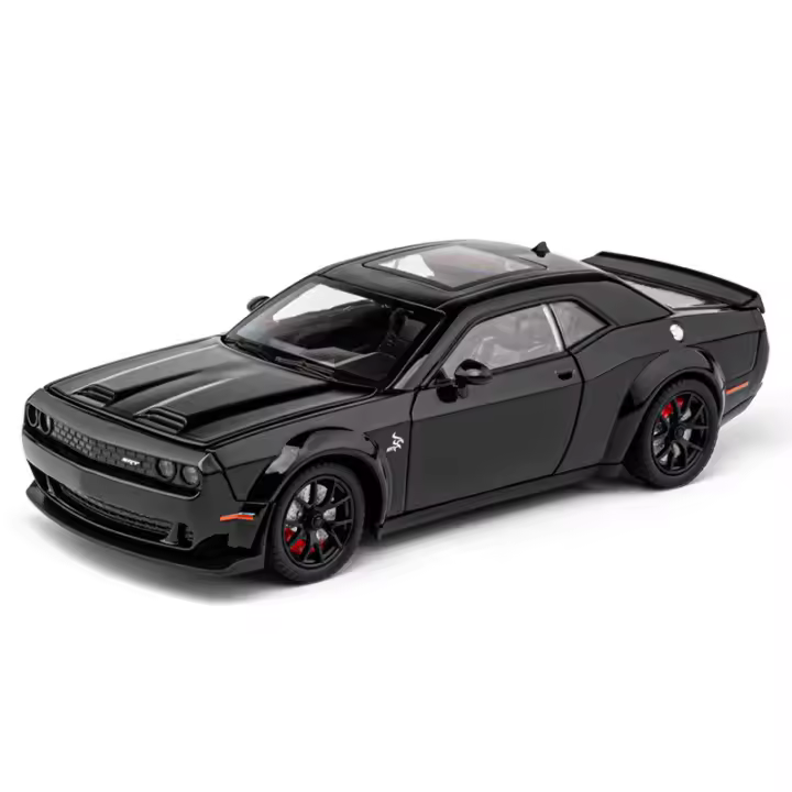 Dodge Challenger Hellcat Modelo De Coche De Metal a Escala 1:24 Con Sonido Y Luz Juguete Pull Back Para Niños Coche De Die Cast - 1