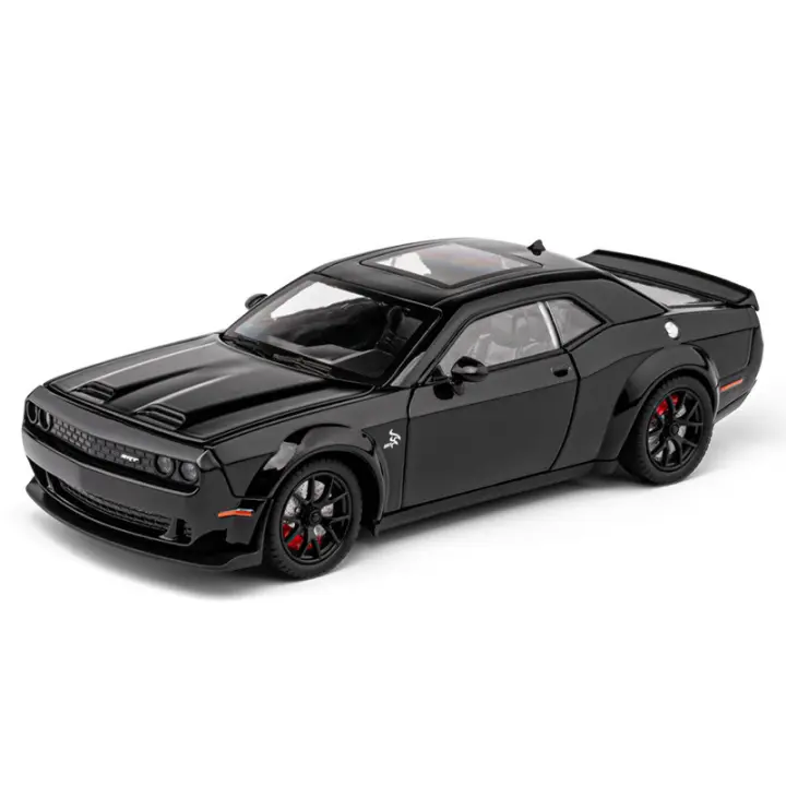 Dodge Challenger Hellcat Modelo De Coche De Metal a Escala 1:24 Con Sonido Y Luz Juguete Pull Back Para Niños Coche De Die Cast - 1