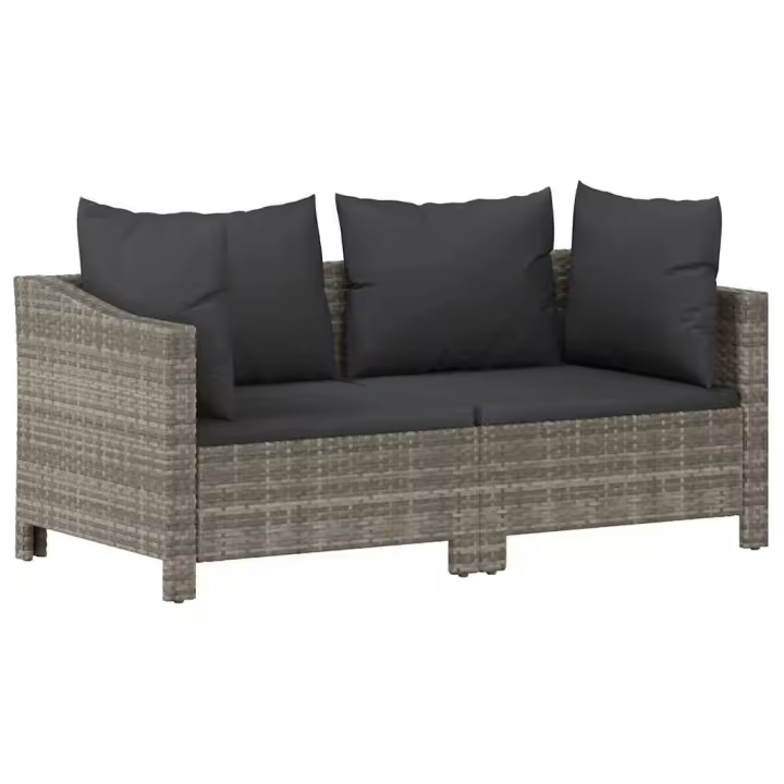 vidaXL Set de muebles de jardín 2 pzas cojines ratán sintético gris - 1