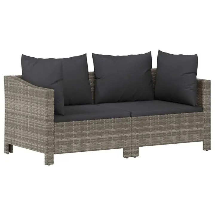 vidaXL Set de muebles de jardín 2 pzas cojines ratán sintético gris - 1