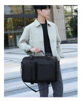 Mochila multifuncional, bolso de hombro para hombre, bolso de cuero para computadora portátil, bolso escolar para estudiantes, estilo universitario, color negro - details 18