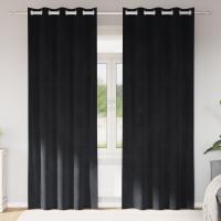 Cortinas opacas vidaXL con ojales 2 piezas de terciopelo negro - details 0