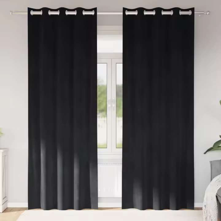 Cortinas opacas vidaXL con ojales 2 piezas de terciopelo negro - 1
