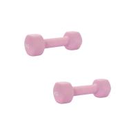 Set de 2 pesas mancuernas deportivas hexagonales para fitness de diferentes pesos y de colores pastel - details 0