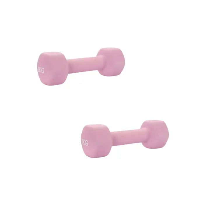 Set de 2 pesas mancuernas deportivas hexagonales para fitness de diferentes pesos y de colores pastel - 1