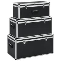 vidaXL Juego de Cajas de Almacenamiento 3 piezas Aluminio Almacenaje Color Negro,  Plateado, y mas - details 0