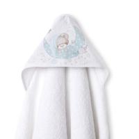 Interbaby capa de baño de 1metro x 1metro con capucha y babero azul/ verde BEAR SLEEPING - details 0