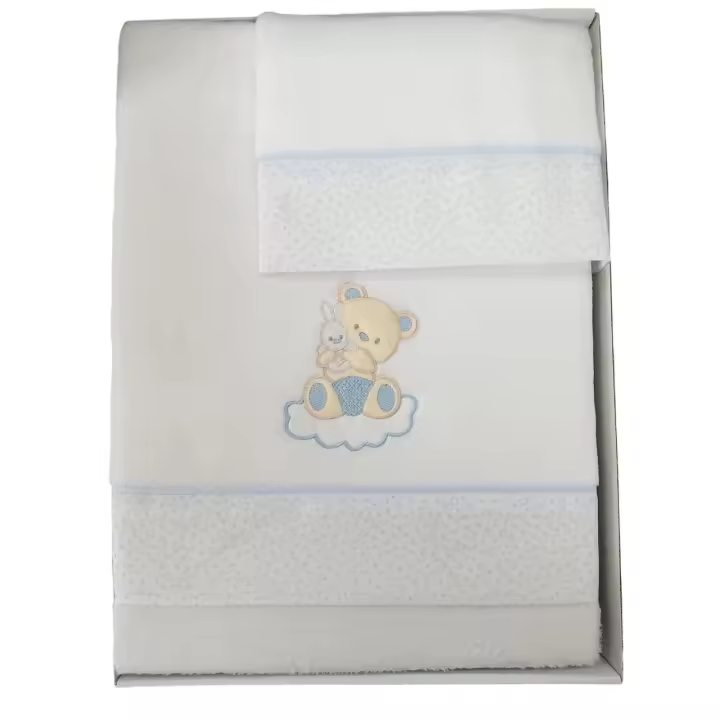 Juego de Sábanas de Cuna Coralina Baby Pecas - Diseño de Ositos y Estrellas, Coralina Extrasuave 100% Poliéster, Fabricado en Europa Mommata - 1