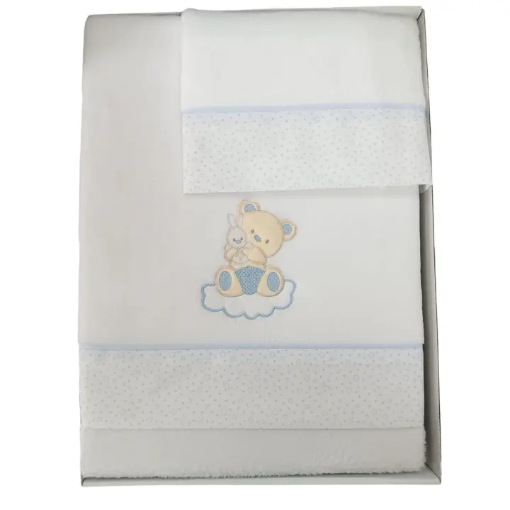 Juego de Sábanas de Cuna Coralina Baby Pecas - Diseño de Ositos y Estrellas, Coralina Extrasuave 100% Poliéster, Fabricado en Europa Mommata - 1