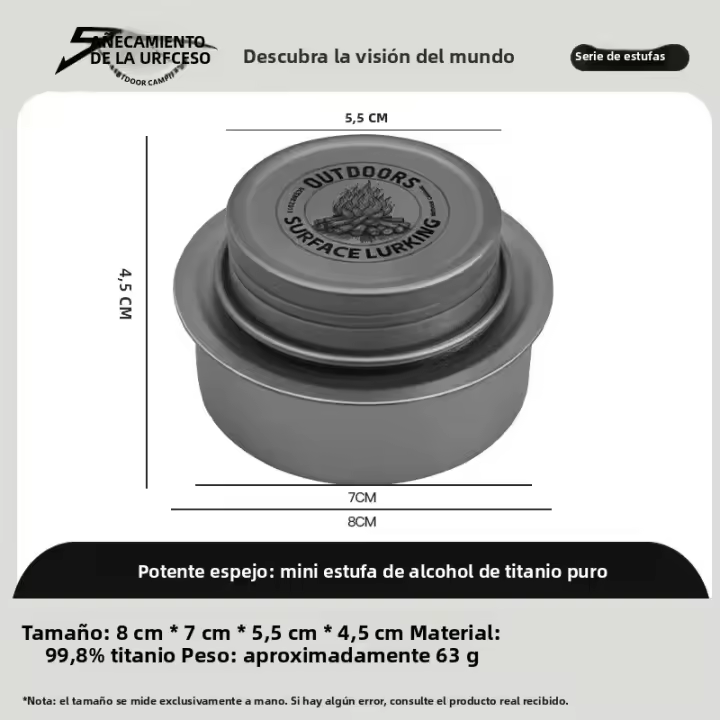 GO PEAK Estufa De Camping Y Senderismo Portátil Hecha De Titanio Puro Para Alcohol Uso En Exteriores Ideal Para Picnics Y Viajes - 1